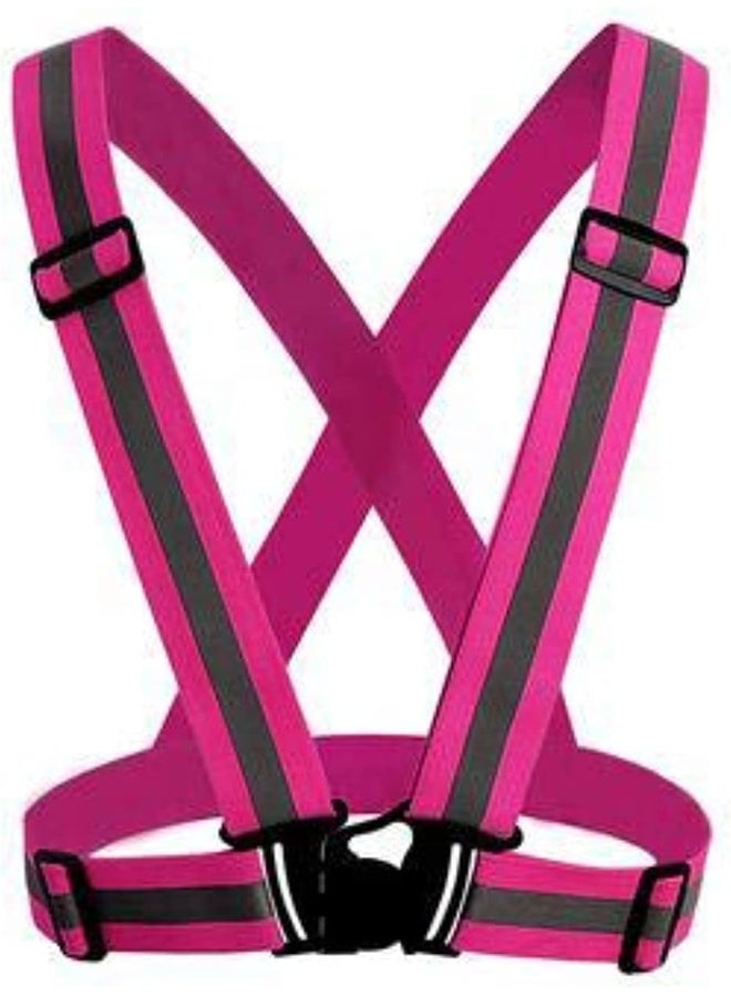 ECVV Unisex ReflectS04-PK Adjustable Reflective Vest Belt For Safety With High Visibility, Pink, One Size - Image 1