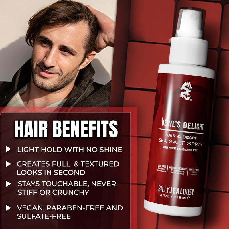 Billy Jealousy Devil's Delight Sea Salt Spray, Texturizing and Volumizing Hair Spray With Natural Conditioner, 4 fl. oz. - Image 3
