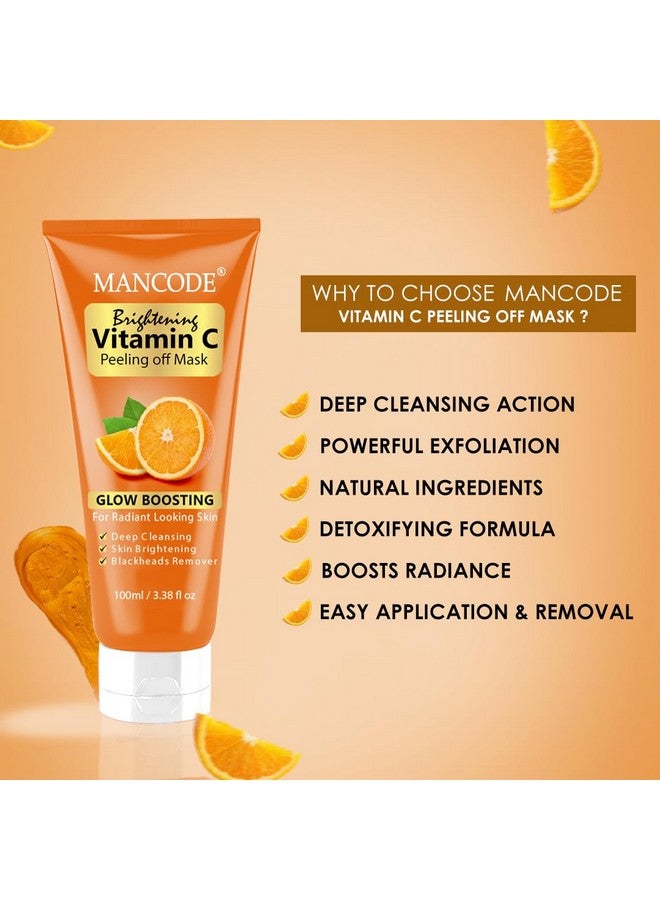 MAN CODE Mancode Brightening Vitamin C Peel Off Mask for Men and Women | Glow Booster for Radiant Skin | Deep Cleansing, Skin Brightening & Blackhead Remover (100 ml) - Image 3