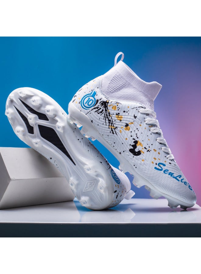 High-top Soccer Shoes For Boys And Girls, Turf Shoes Tf, Adult Training Shoes, Breathable And Anti-slip Long Studs Professional Sports Shoes