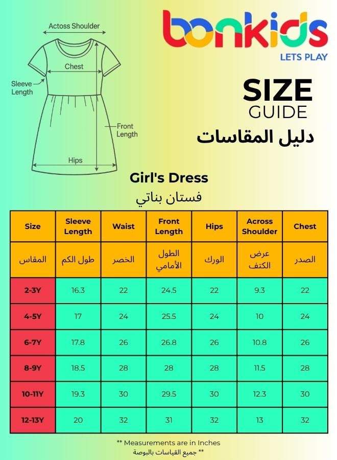 Bonkids Girl's Yellow & Multicolour 100% Cotton Printed Regular Fit Dress - Image 4