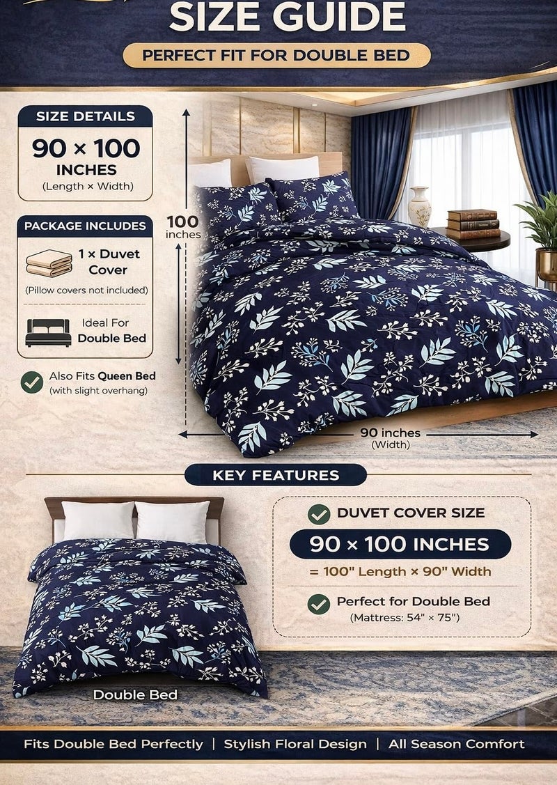 Warisi Floral King Size Duvet Cover 90x100 Inches Glace Cotton Soft Bedding with Zipper Closure, for Blanket King Size, Double Blanket, Razai Double Bed, Comforter Cover - Image 3