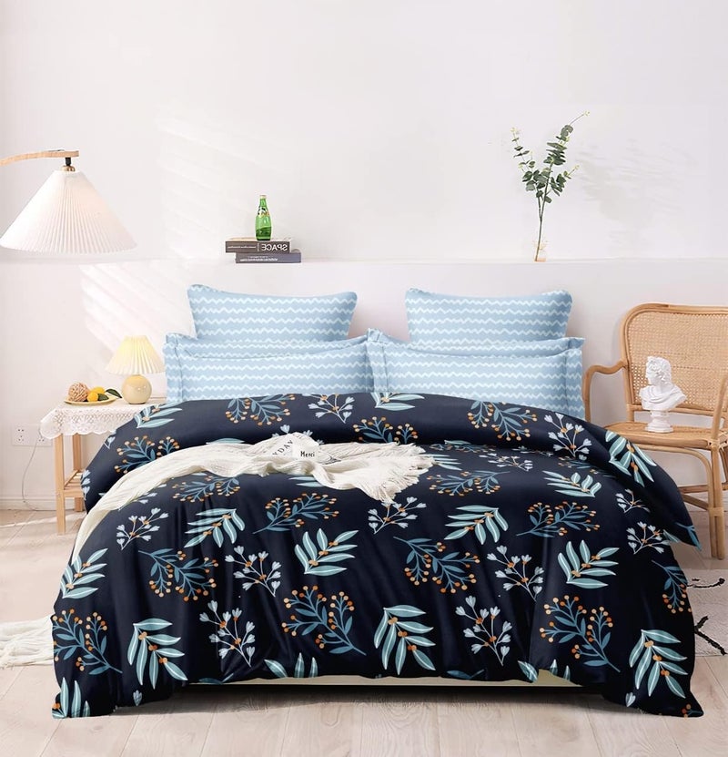 Warisi Floral King Size Duvet Cover 90x100 Inches Glace Cotton Soft Bedding with Zipper Closure, for Blanket King Size, Double Blanket, Razai Double Bed, Comforter Cover - Image 1