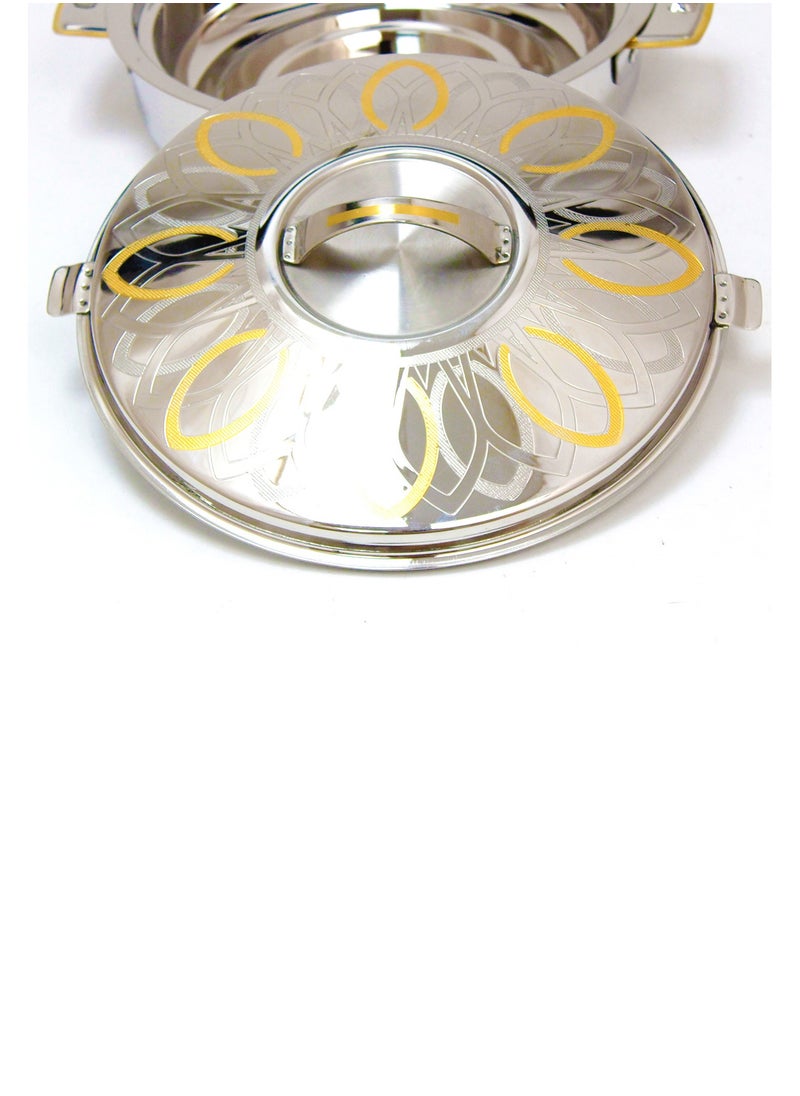 Rathore - Samar Stainless Steel Hotpot Golden Floral Design Double-Wall Insulated Food Warmer  6000ml - Image 1