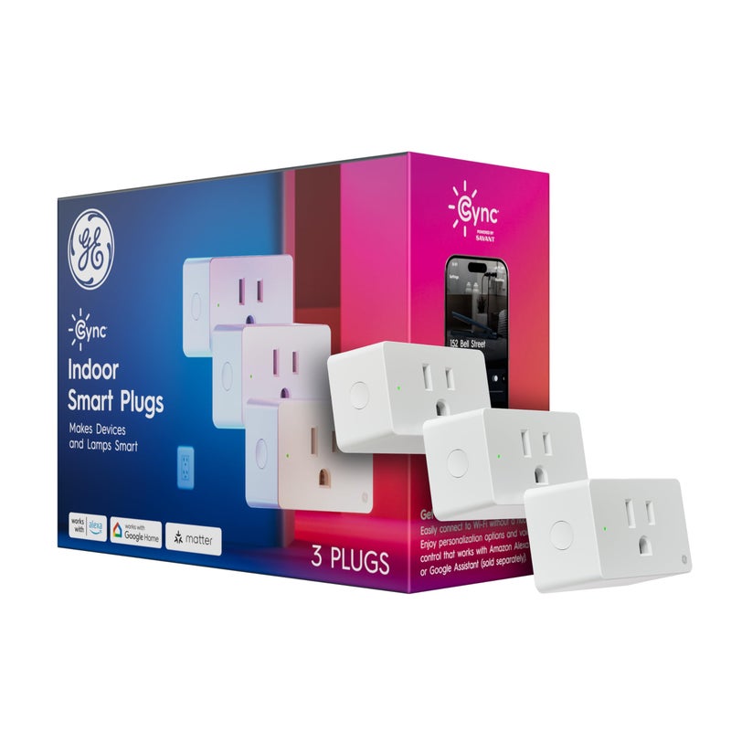 Cync Indoor Smart Plug, WiFi Outlet Socket, Voice Control Outlet, Matter Compatible, Compatible with Alexa and Google Home (3 Pack) - Image 1