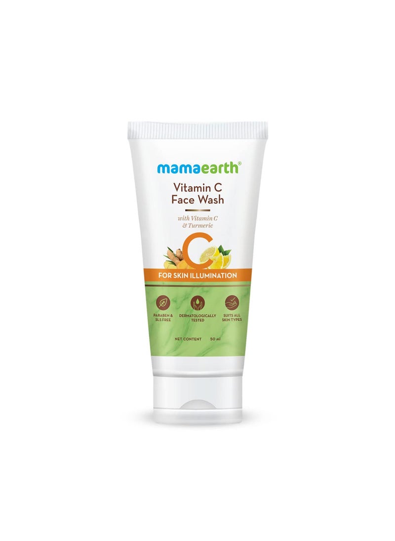 Mamaearth Mamaearth Vitamin C Face Wash for Skin Illumination | Gentle & Hydrating Dead Skin Exfoliator with Turmeric | Sulfate & Paraben Free | 1.69 Fl Oz (50ml) 