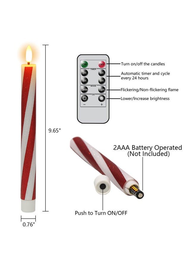 Eldnacele Flameless Flickering Taper Candles with Remote and Timer, Battery Operated Spiral Window Real Wax Candles Ivory LED Candlesticks for Dinner Home Indoor Holiday Decor(2pcs, D0.78×H9.75) - Image 2