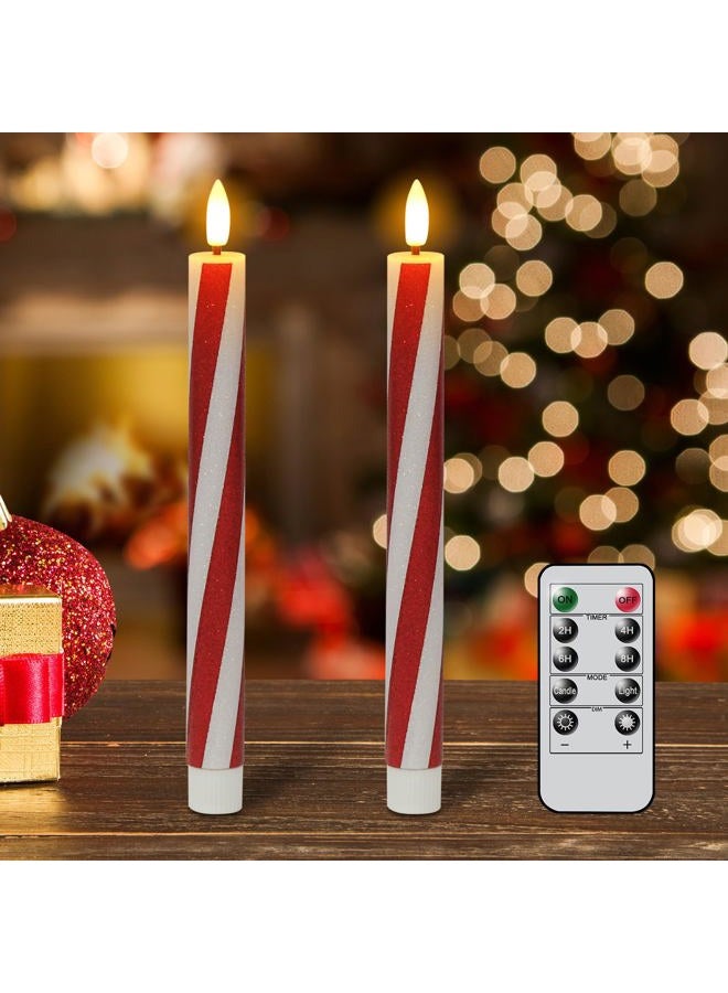 Eldnacele Flameless Flickering Taper Candles with Remote and Timer, Battery Operated Spiral Window Real Wax Candles Ivory LED Candlesticks for Dinner Home Indoor Holiday Decor(2pcs, D0.78×H9.75) - Image 1