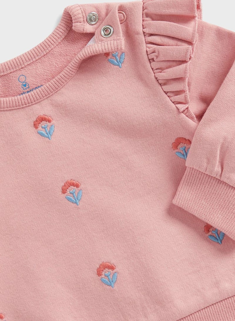 mothercare Infant Floral Print Sweatshirt & Sweatpants Set - Image 3