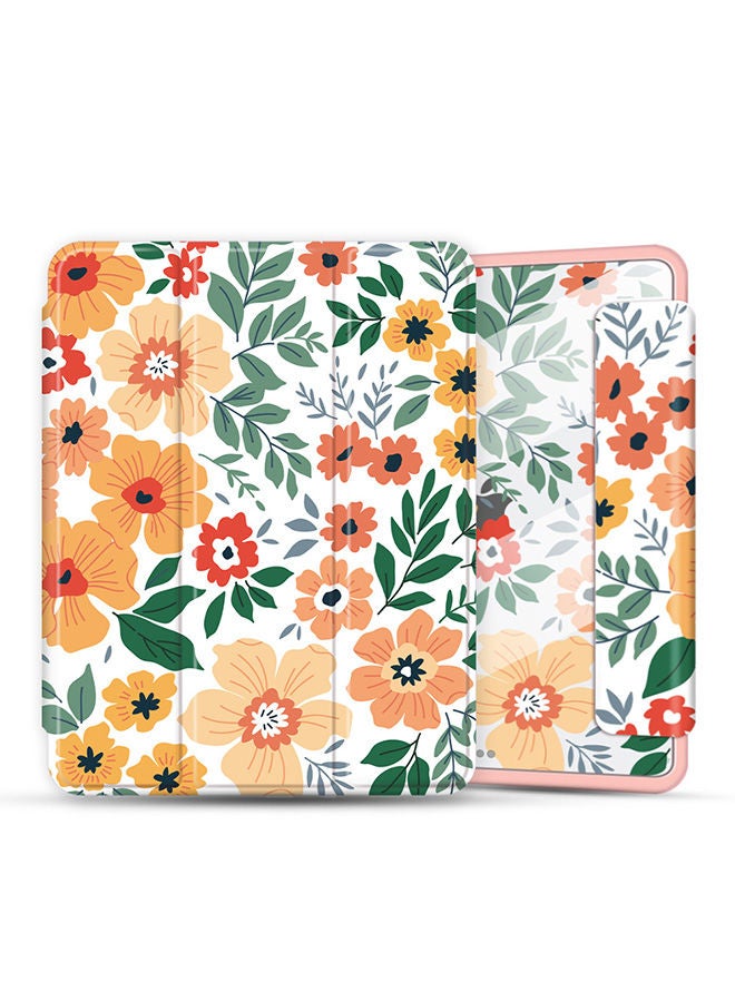 O Ozone Case for iPad 10.2 or Air 3 10.5 2019 Auto Sleep/Wake with Pencil Holder Anti Scratch Soft TPU Floral Protective Shockproof TabletCase Cover - Off White  - Image 1