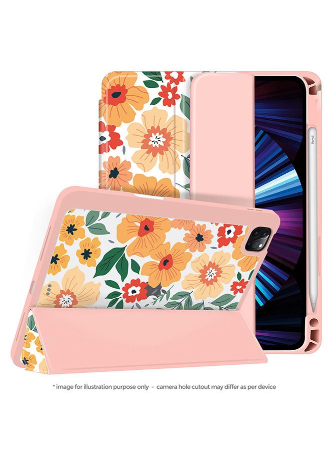 O Ozone Case for iPad 10.2 or Air 3 10.5 2019 Auto Sleep/Wake with Pencil Holder Anti Scratch Soft TPU Floral Protective Shockproof TabletCase Cover - Off White  - Image 5