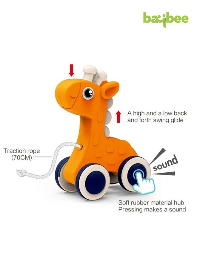 BAYBEE BAYBEE Kids Pull Along Toy with Sound for Toddlers Push & Pull String Baby Sensory Walking Toy Early Development Interactive Kids Toy for Baby Infants Great Birthday Gift for Boys and Girls (Giraffe)  - Image 2