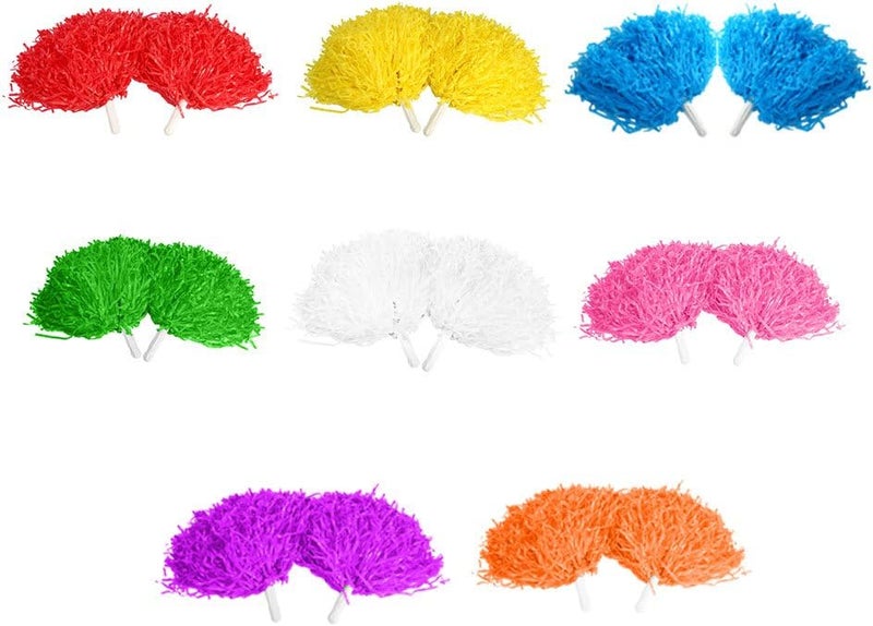 comfrt 6Pcs Cheerleading Pom Poms Cheerleader Sports Party Dance Accessory Hand Flowers Pompoms Cheers -11 Colors to Choose Solid Green Pom Poms - Image 3