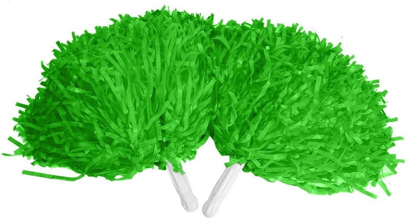 comfrt 6Pcs Cheerleading Pom Poms Cheerleader Sports Party Dance Accessory Hand Flowers Pompoms Cheers -11 Colors to Choose Solid Green Pom Poms - Image 1