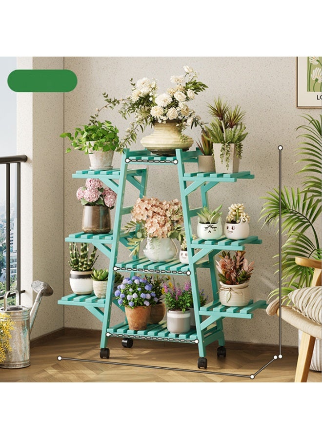 كلناميان رف تخزين زهور للشرفة في غرفة المعيشة متعدد الطبقات باللون الأخضر 100*23*87 سم - Image 1