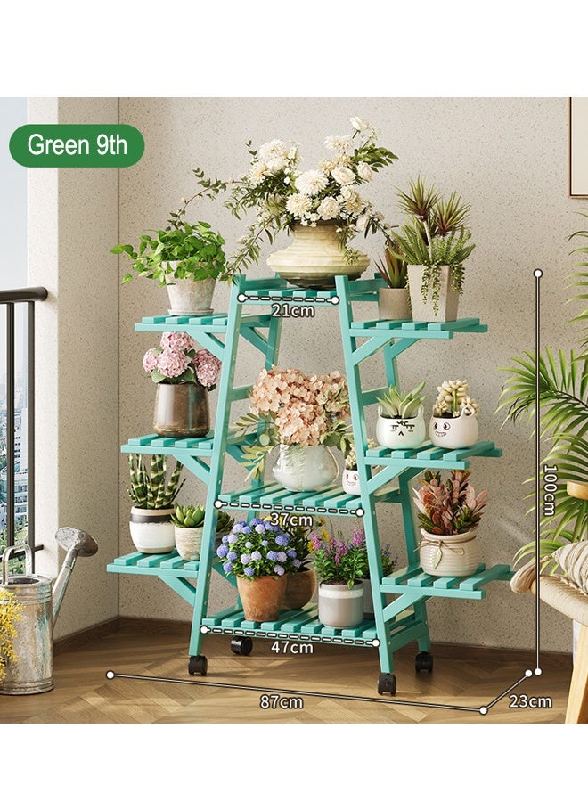 كلناميان رف تخزين زهور للشرفة في غرفة المعيشة متعدد الطبقات باللون الأخضر 100*23*87 سم - Image 2