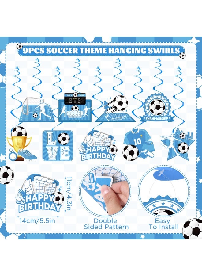 أوشيما الزرقاء كرة القدم ديكورات عيد ميلاد، كرة القدم الإمدادات الحفلة تشمل لافتة وكرة القدم معلقة الدوائر الديكورات، كرة القدم كرلاند بونتينغ لافتة علامة للأطفال الرياضة الكبار موضوع الحفلة الإمدادات - Image 5
