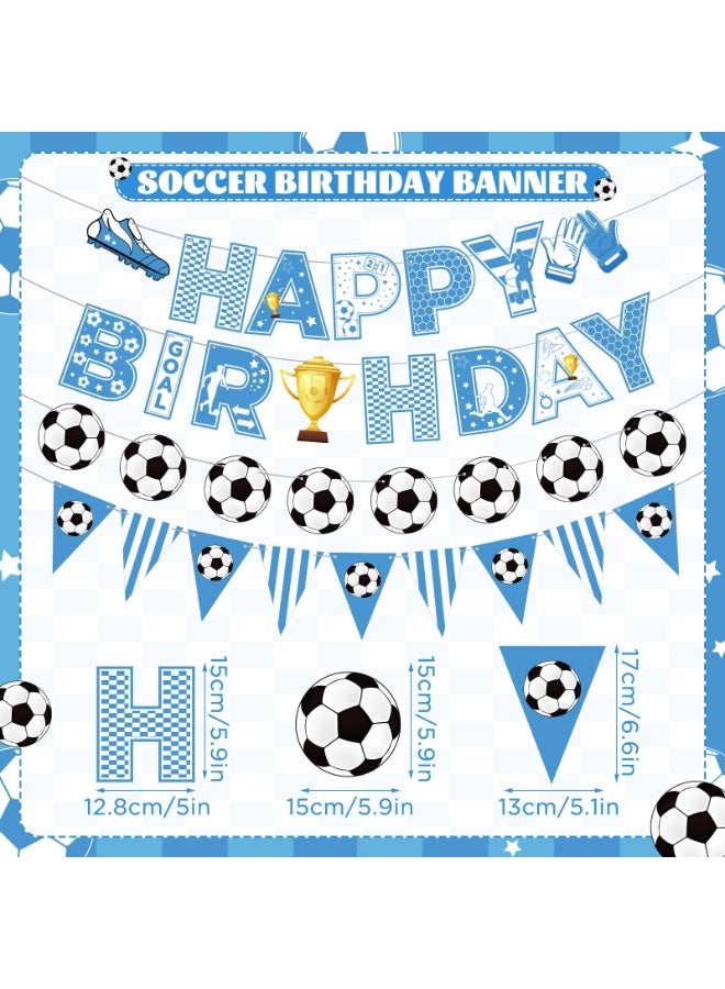 أوشيما الزرقاء كرة القدم ديكورات عيد ميلاد، كرة القدم الإمدادات الحفلة تشمل لافتة وكرة القدم معلقة الدوائر الديكورات، كرة القدم كرلاند بونتينغ لافتة علامة للأطفال الرياضة الكبار موضوع الحفلة الإمدادات - Image 4