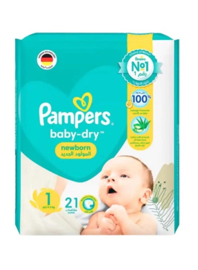 Pampers Baby Dry Newborn Diapers Size 1 (2–5kg) – 21 Count Carry Pack