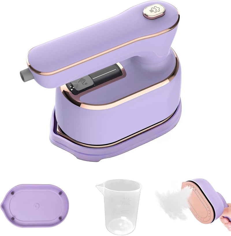 Huihong Portable Handheld Steamer for Clothes, 2-in-1 Ironing & Steaming, 180° Rotatable Multi-Directional, Mini Travel Steamer, Suitable for Dorm Room Clothing, Purple - Image 1