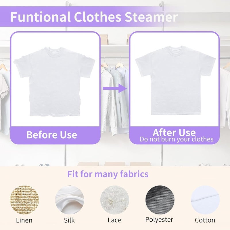 Huihong Portable Handheld Steamer for Clothes, 2-in-1 Ironing & Steaming, 180° Rotatable Multi-Directional, Mini Travel Steamer, Suitable for Dorm Room Clothing, Purple - Image 4