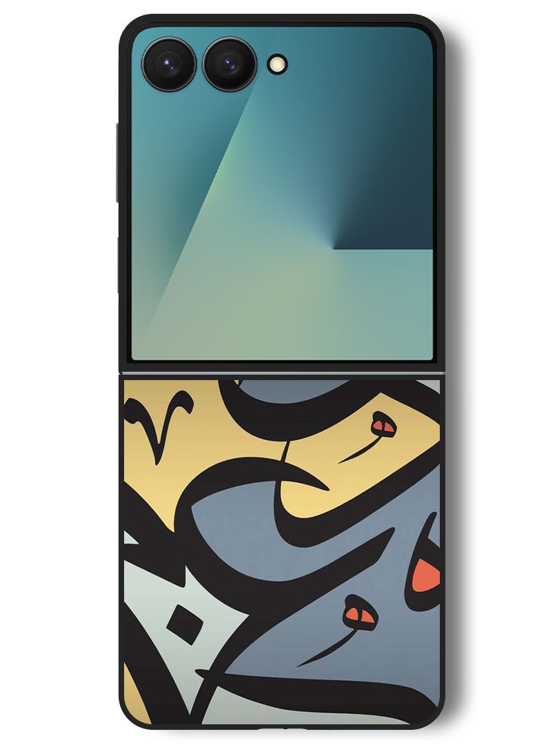 Theodor Case Compatible with Samsung Galaxy Z Flip 7 - 6.9 Inch Protection Shockproof Bumper Cover Arabic Design - Image 1