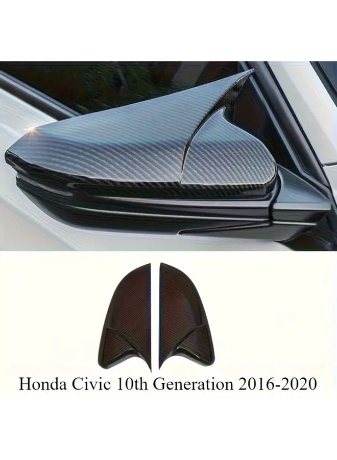 Carbon Pattern Mirror Caps For Civic Direct Fit Replacement Lightweight ABS Sporty Exterior Upgrade - Image 1