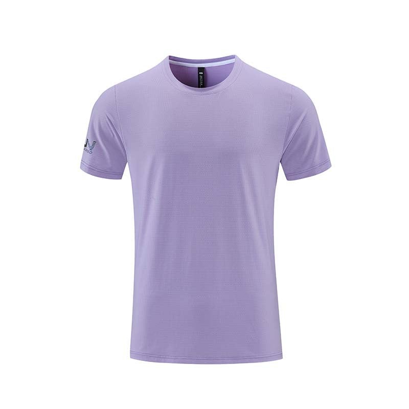 Generic Summer UA mens and womens leisure round neck cold feeling sports short sleeve running fitness Ice Silk quick-drying clothes T-shirt Group clothing print B Light purple  - Image 1