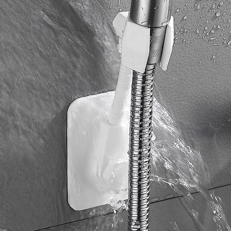 2PCS Adjustable Base Bracket Punch Free Holder Hand Shower Fixed Accessories for Home Bathroom (White) - Image 5