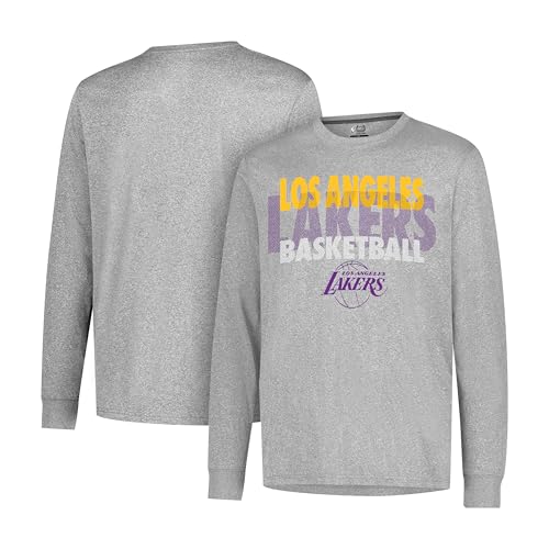 Ultra Game NBA Official Mens Super Soft Supreme Long Sleeve TShirt Unisex Los Angeles Lakers Heather Gray Large - Image 1