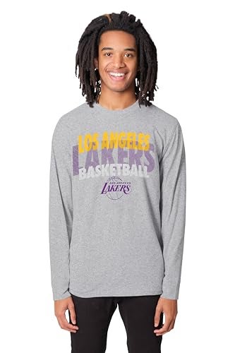 Ultra Game NBA Official Mens Super Soft Supreme Long Sleeve TShirt Unisex Los Angeles Lakers Heather Gray Large - Image 3