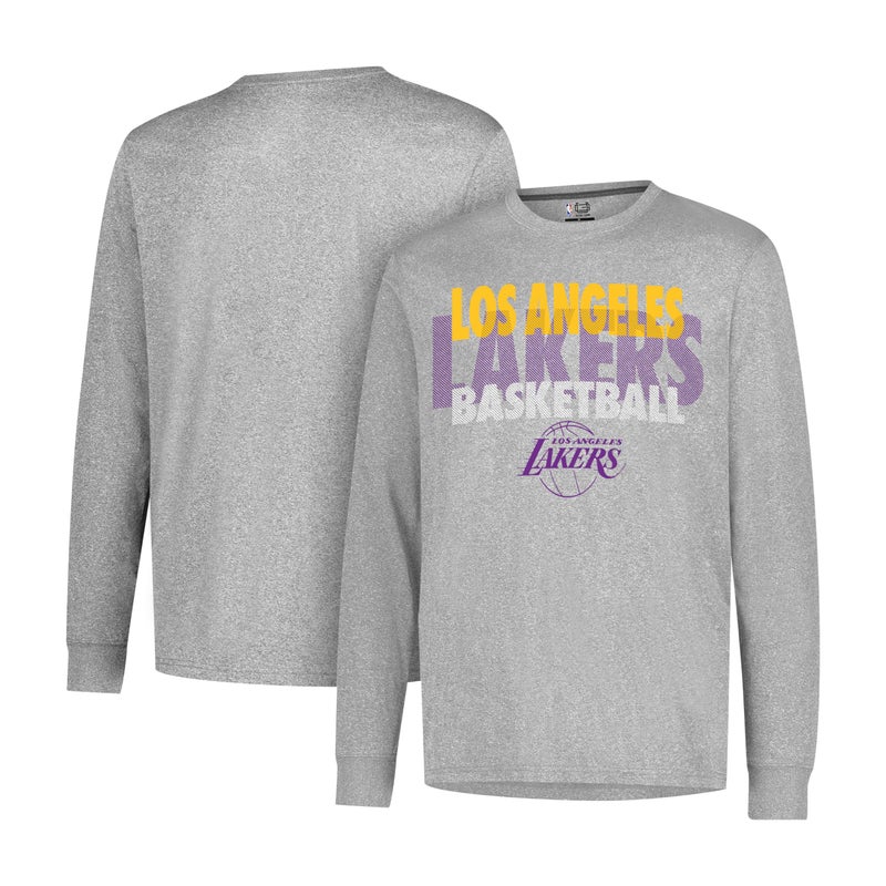 Ultra Game NBA Official Mens Super Soft Supreme Long Sleeve TShirt Unisex Los Angeles Lakers Heather Gray Large - Image 2