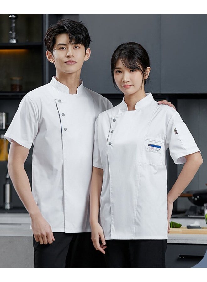 NIBEMINENT Chef's Jacket For Men Women Short Sleeve Cook Shirt Pizza Restaurant Waiter Uniform Cook Top Kitchen Clothes Catering Work Wear - Image 1