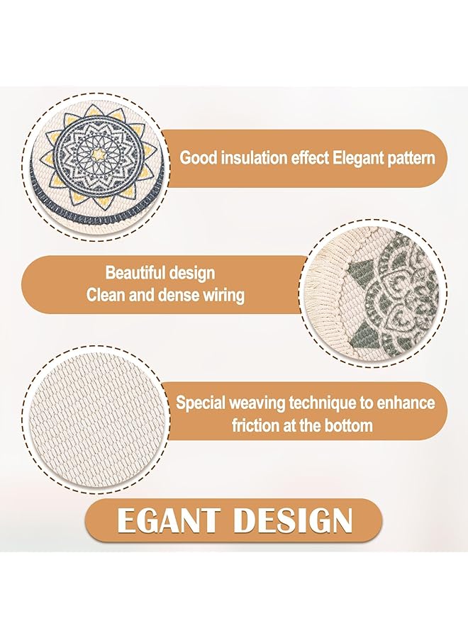 إيروريكس 6 قطع من الوقايات المصنوعة يدويًا من القطن مع شرابة للمشروبات، مقاومة للحرارة، وقايات ريفية للديكور المنزلي وحماية سطح الطاولة - Image 5