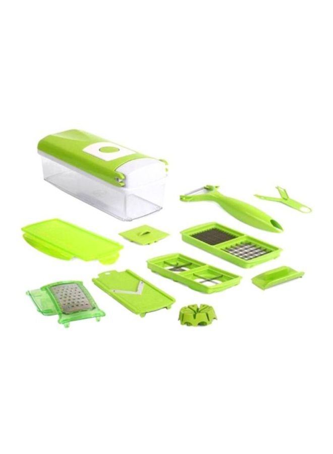 12-Piece Fruits And Vegetable Chopper Green/White 12cm