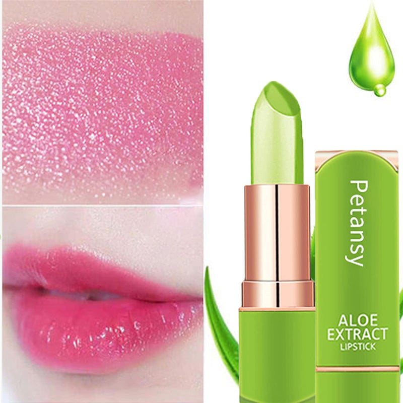 Petansy 3 Packs Aloe Vera Lipstick, Lips Moisturizer Long Lasting Nutritious Lip Balm Magic Temperature Color Change Lip Gloss-Set(A) - Image 5