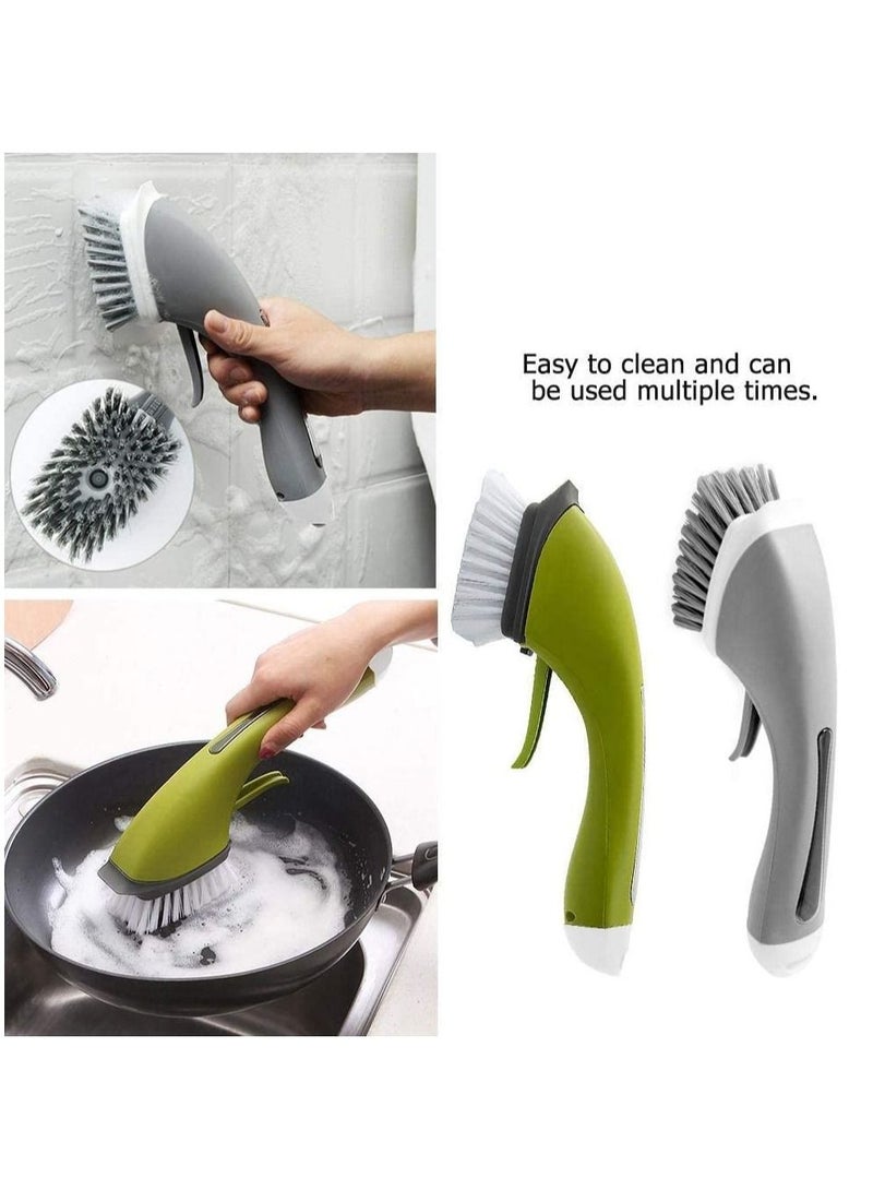 Rubik Cleaning Brush with Soap Dispenser Long Handle, Multipurpose Spray Brush for Home Kitchen Bathroom Toilet Tiles Floor Dishes Sink Stove Cleaning (Green)  - Image 3