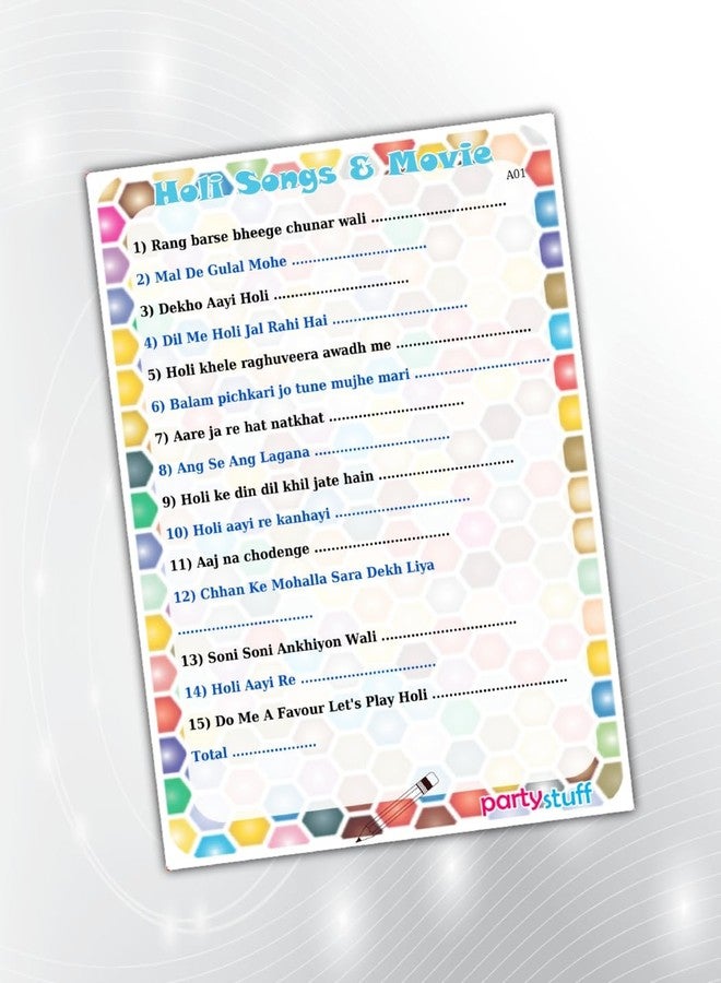 PartyStuff ألعاب ورقية من PartyStuff بطابع هولي - خمن أغاني وأفلام هولي - أدلة وإجابات (24 بطاقة) - Image 1