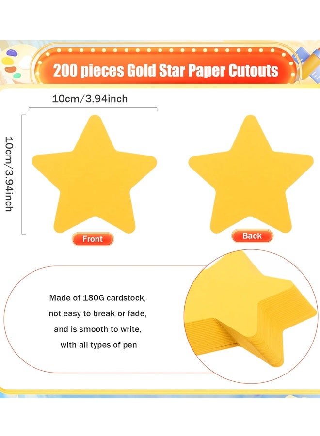 200 Pcs Gold Star Cutouts,Die-Cut Star Shapes for Bulletin Board, Classroom Wall Decor, School Craft Projects, Party Event Decorations - Image 2