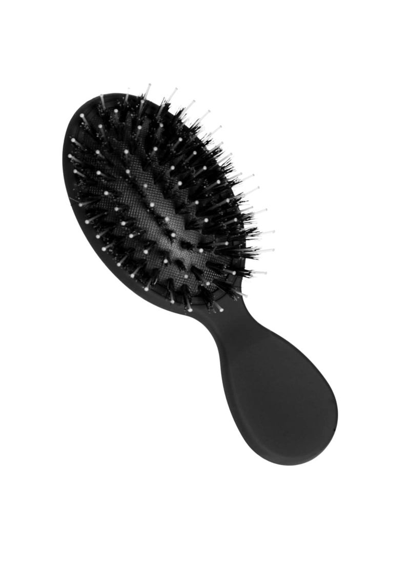 EVERLONG - Mini Boar Bristle Brush by Everlong Hair - Adds Shine, Promotes Growth, Scalp Massage & Detangling, Suitable for All Hair Types, Extensions & Wigs, with Ergonomic Matte Black Handle - Image 1