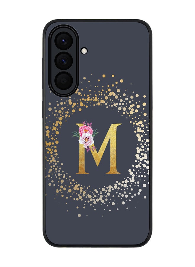 For Samsung Galaxy A37 Case,Slim fit Camera Protection, Shockproof Thin Phone cover  - Custom Monogram Floral - M  (Grey )