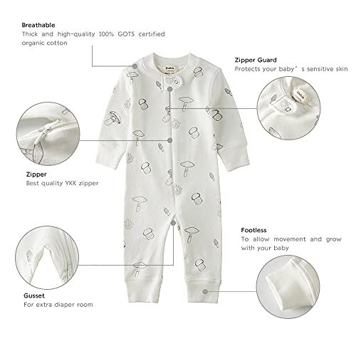Owlivia Organic Cotton Baby Boy Girl Zip up Sleep N Play, Footless, Long Sleeve(12-18 Months, Feather Mauve) - Image 5