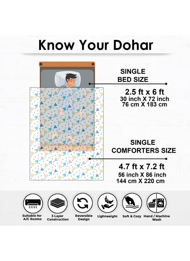Story@Home Story@Home Comforter Single Bed | 100% Cotton Blanket Single | 150GSM | 144 X 220cm | AC Comforter Single Bed | Grey & Yellow Blanket | Floral Pattern | Quilt | Duvet | Dohar | Perfect Festive Gifting  - Image 2