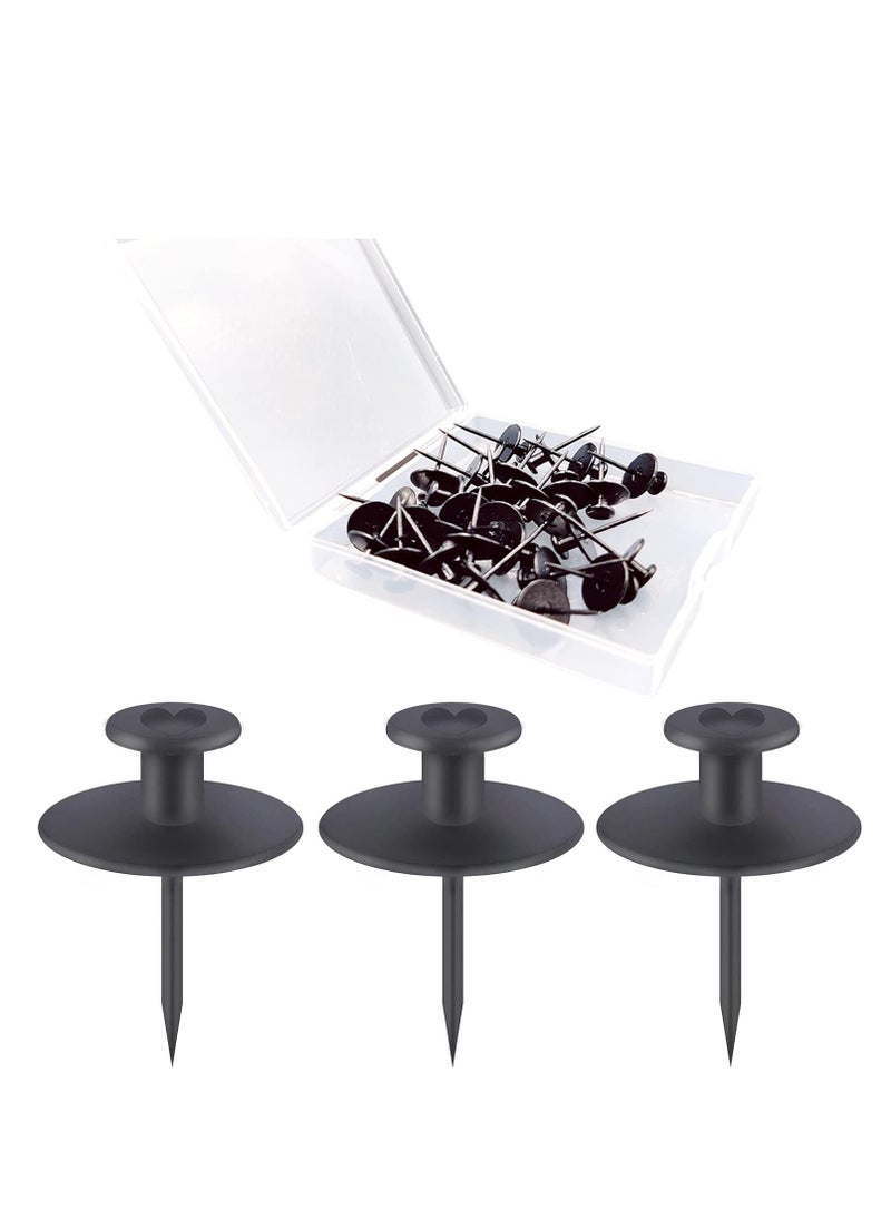 Generic 30 PCS Push Pins Picture Hangers Wall Hooks, Double Headed Thumb Tacks for Wall Hangings, Renter Friendly Decor Small Picture Frame Hangers for Drywall Cork Board Home Office Photo Decorations(Black) 