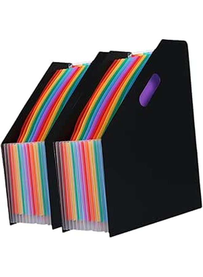 A4 Vertical Plastic Accordion Folder Organizer 2 Pack Large Capacity Expanding File with Standing Design - Image 1