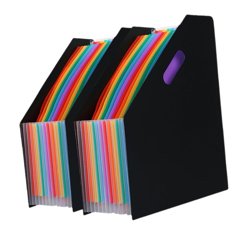 A4 Vertical Plastic Accordion Folder Organizer 2 Pack Large Capacity Expanding File with Standing Design - Image 2