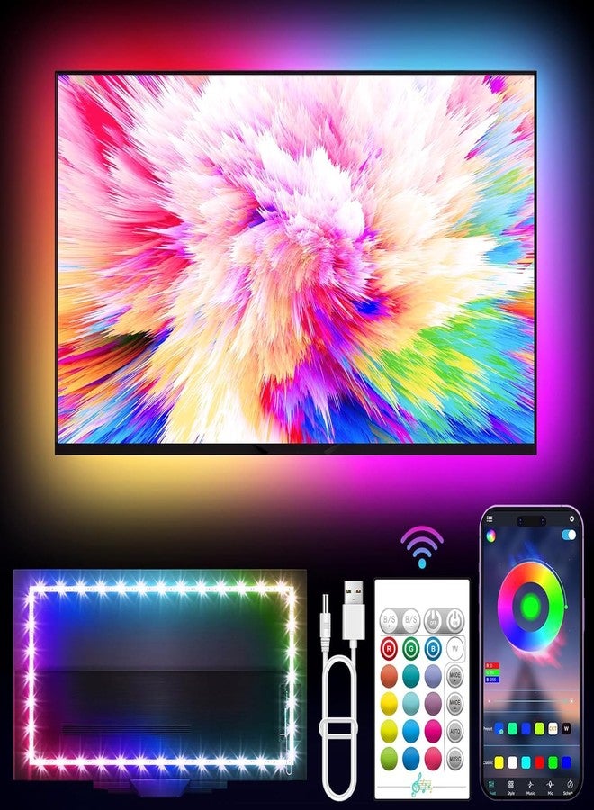 Gesto RGB LED Strip Light TV Backlight with App & Remote | 5V USB Powered Music Sync Light for 49-85" TV,PC,Laptop & Monitor | Multicolor Bias Lighting Kit for Gaming, Movies & Home Decor- 5 Meter - Image 1