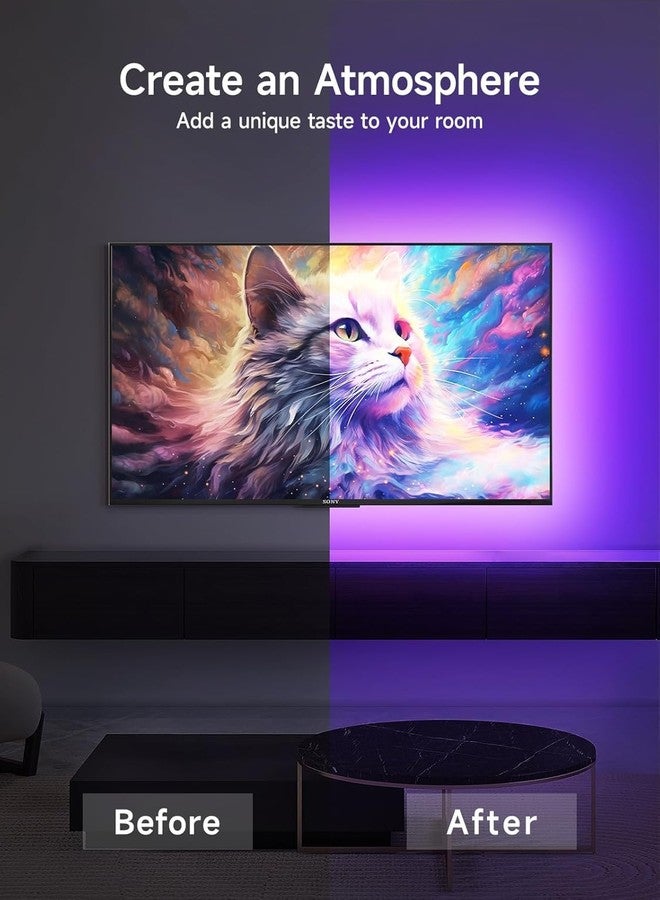 Gesto RGB LED Strip Light TV Backlight with App & Remote | 5V USB Powered Music Sync Light for 49-85" TV,PC,Laptop & Monitor | Multicolor Bias Lighting Kit for Gaming, Movies & Home Decor- 5 Meter - Image 5