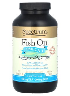 Fish Oil Omega-3 1000 mg 250 Softgels (500 mg per Softgel)