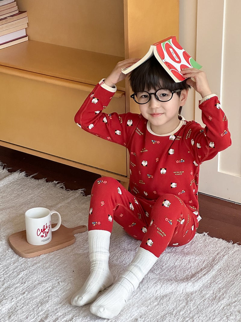 Emo Beibei Children'S Class A Wool Pull Rack Boneless Home Clothing For Boys And Girls Baby Cotton Pajamas Cartoon Underwear - Image 2